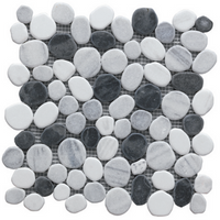 Mosaique galets en marbre noir et blanc