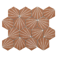 Mosaique hexagonale terracotta