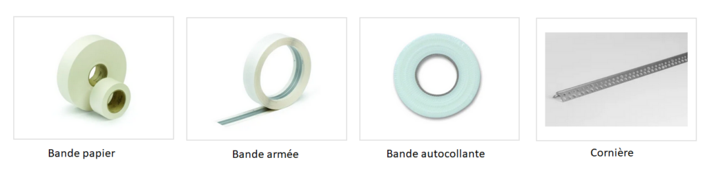 types de bande à joint et cornière pou angle placo