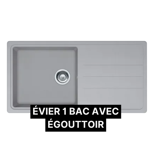 Évier en fibres de verres 1 bac avec égouttoir