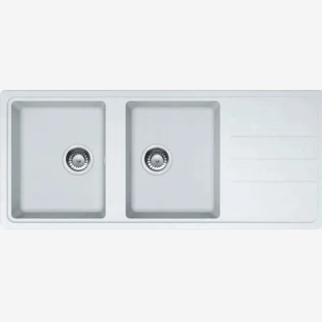 Evier de cuisine à encastrer minéral Janus blanc artic 2 bacs FRANKE