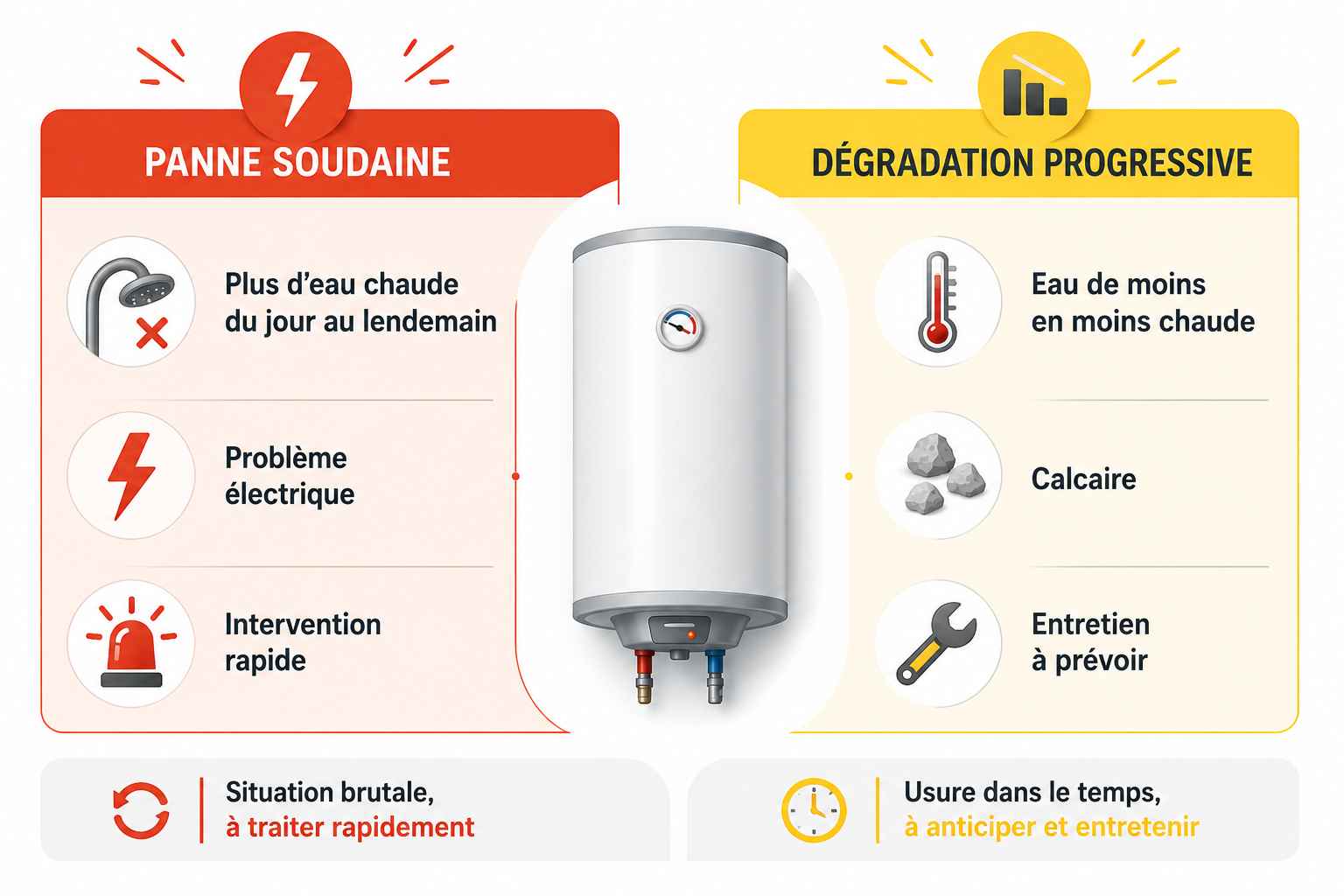 Schéma panne soudaine et dégradation progressive 