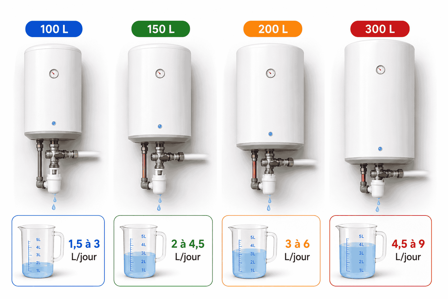 Schéma de la quantité d'eau évacuée 