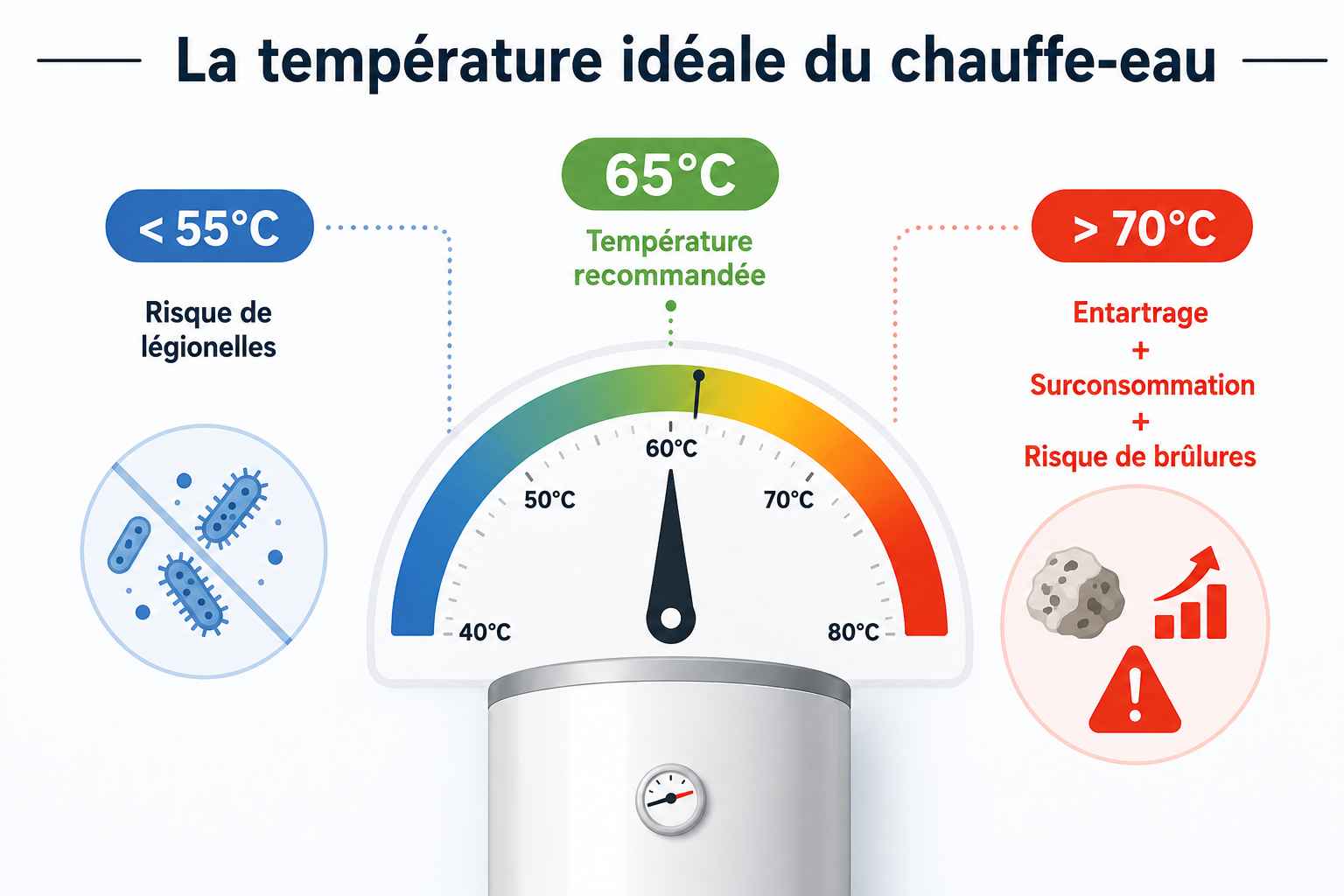 Schéma température idéale chauffe eau 