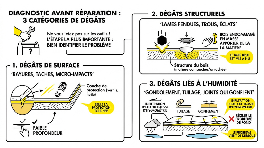 Diagnostic de réparation du parquet