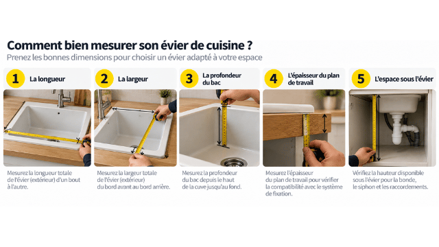 Schéma pour mesurer son évier de cuisine