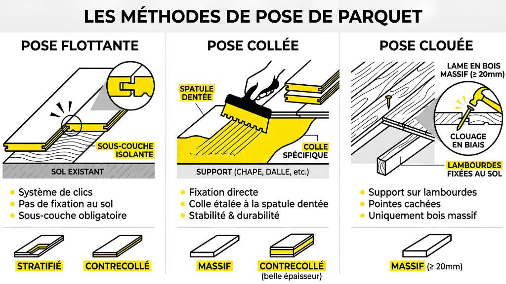 Les différentes méthodes de poses de parquet