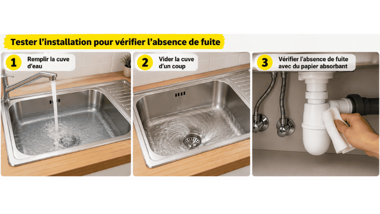 Schéma sur les fuite lors de l'installation d'évier de cuisine